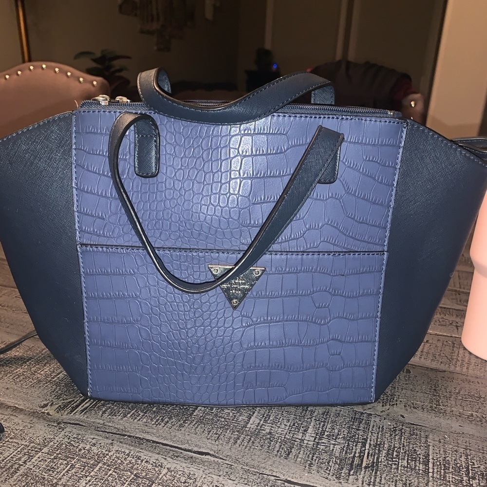 Guess Shoulder Crossbody Purse Textured Navy Blue and Blue Women's Bag